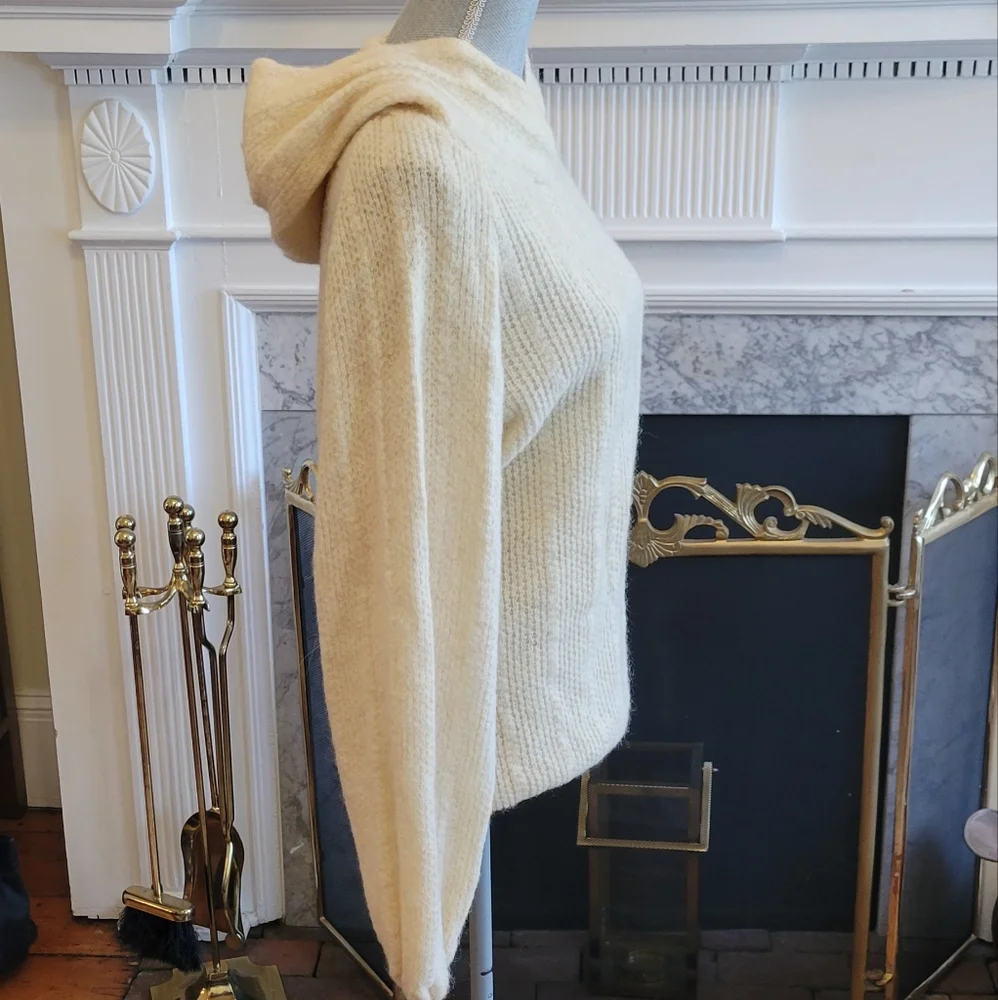 Vintage America Cream Hooded Knit wool Sweater - Picture 3 of 5